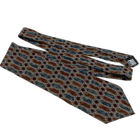 Metropolitan Museum of Art Tie Men's Necktie Silk Brown Blue Ivory Geometric - Picture 6 of 7